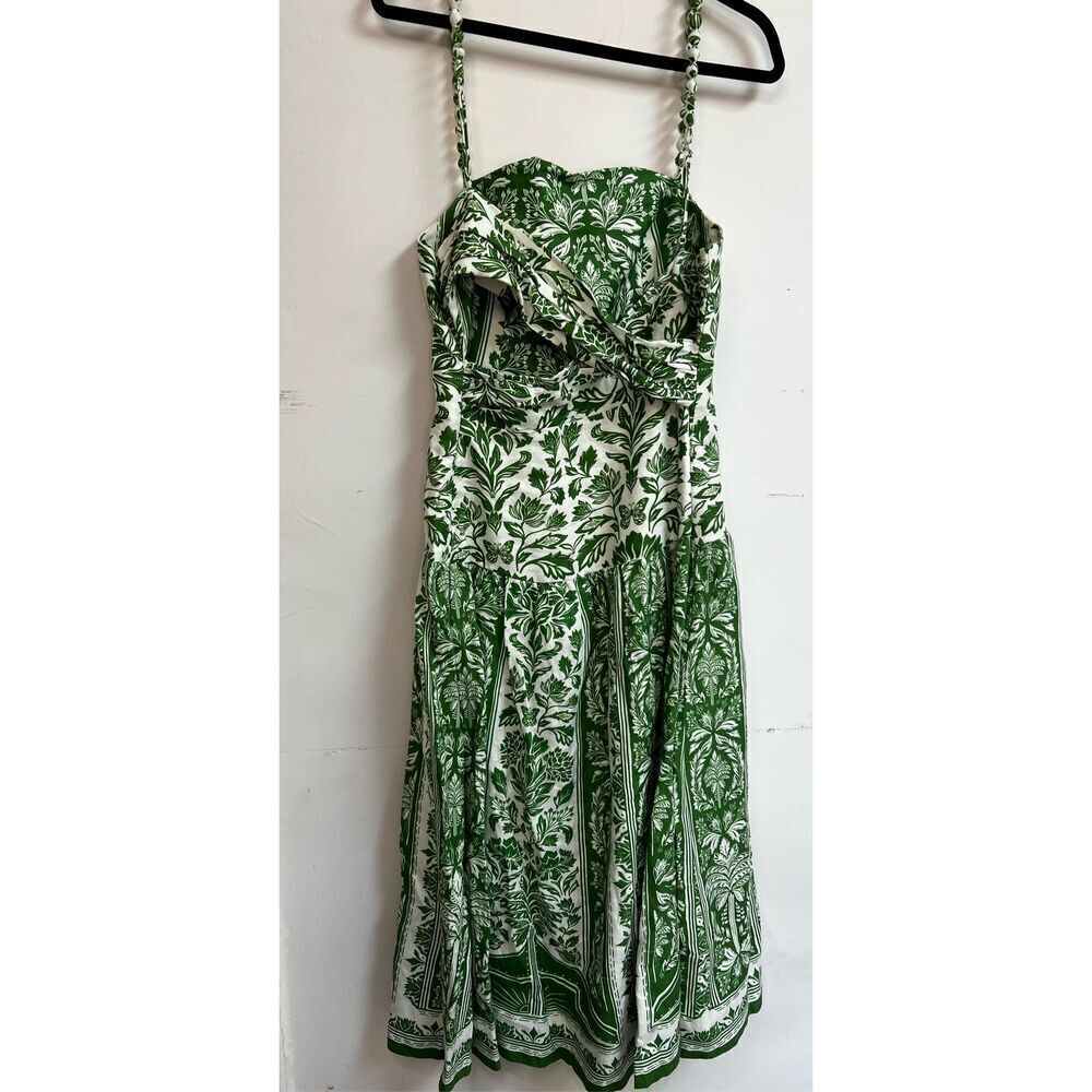 FARM Rio Women's Green White Floral Delicate Tapestry Midi Dress Size Large NWOT - Picture 9 of 12